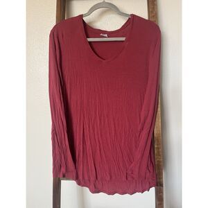 Time and Tru Maternity Red Knit V-Neck Long Sleeve T-Shirt XL